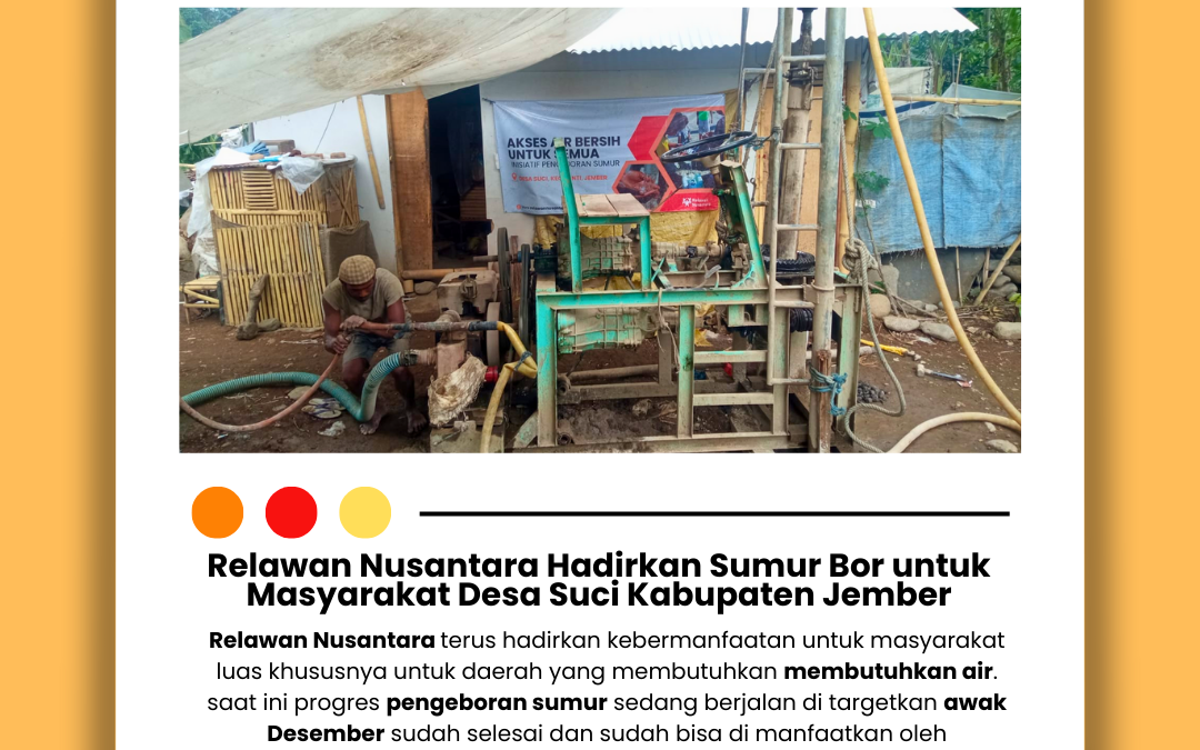 Relawan Nusantara Hadirkan Sumur Bor untuk Masyarakat Desa Suci Kabupaten Jember