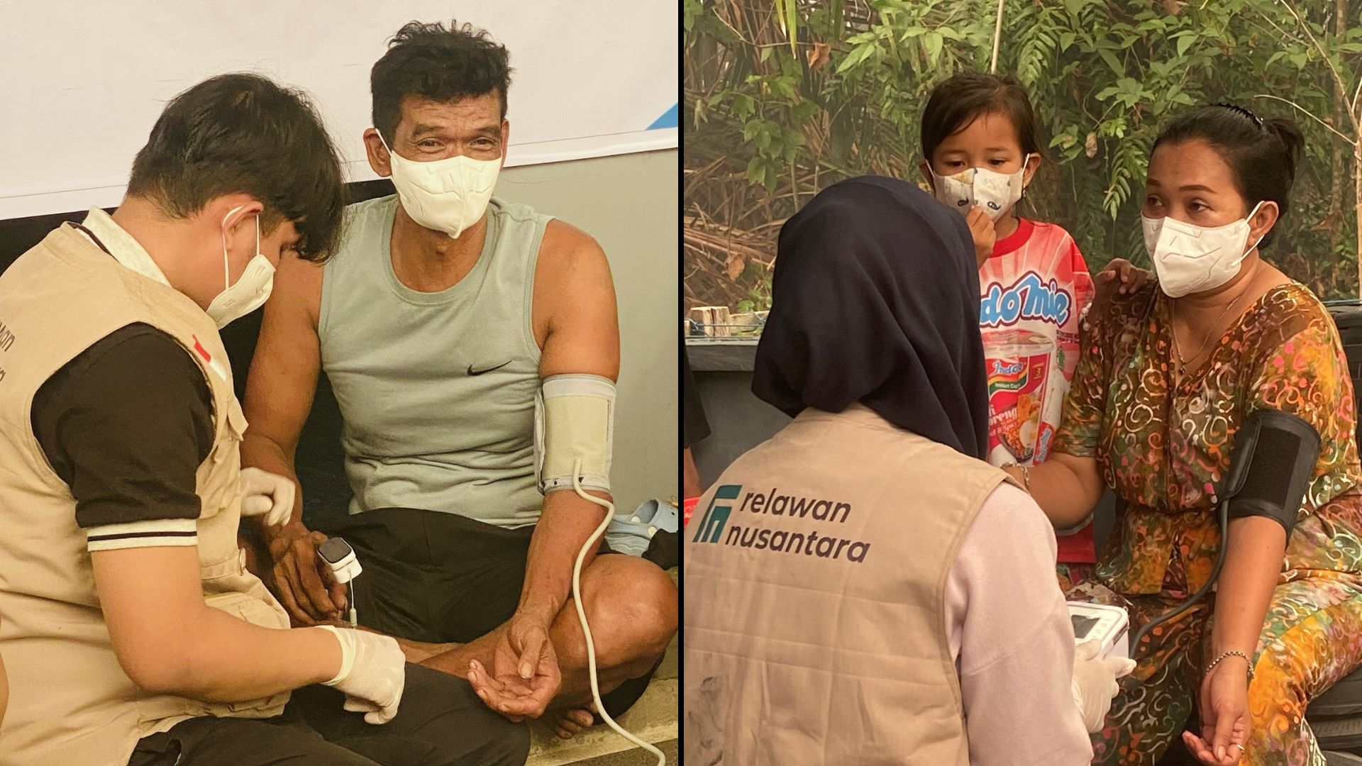 Tim medis memeriksa tekanan darah warga dan anak-anak terdampak asap karhutla di Palangka Raya.